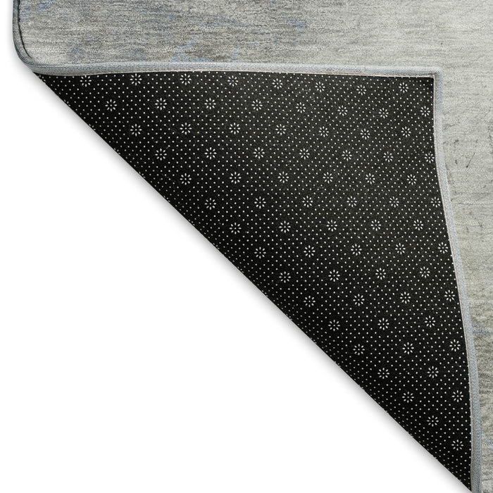 10' X 14' Striped Washable Area Rug With UV Protection (694296) - Sky Blue / Gray / Silver