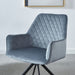Blue Giga ergonomic modern office desk chair with metal legs, upholstered, no wheels, suitable for home, bedroom, or reception room.