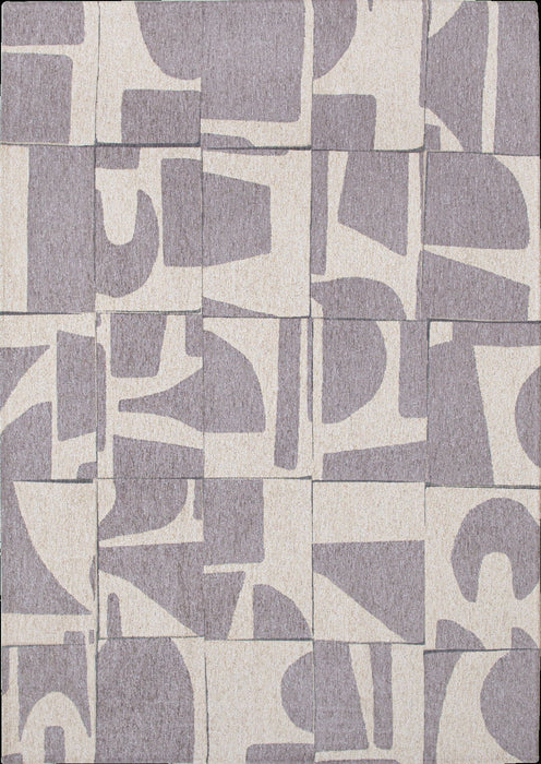 8' Geometric Washable Round Rug (551989) - Gray