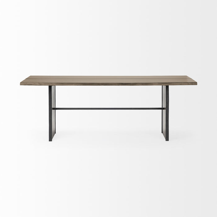 84" Solid Wood Sled Base Dining Table - Brown