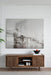Giga brown TV cabinet with two doors made from recycled wood, stylish and functional TV stand for modern living rooms.