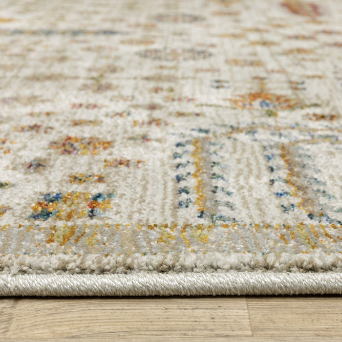 13' X 10' Oriental Area Rug - Ivory And Gold