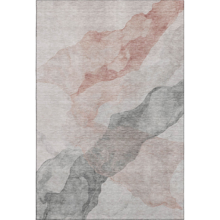 10' X 14' Abstract Washable Area Rug With UV Protection (718193) - Salmon / Gray