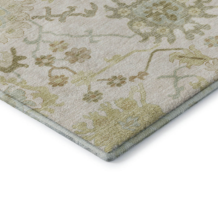 10' X 14' Floral Medallion Washable Area Rug With UV Protection (686867) - Ivory / Beige / Copper