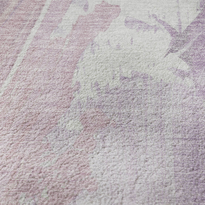 10' X 14' Abstract Washable Area Rug With UV Protection (705503) - Lavender / Ivory