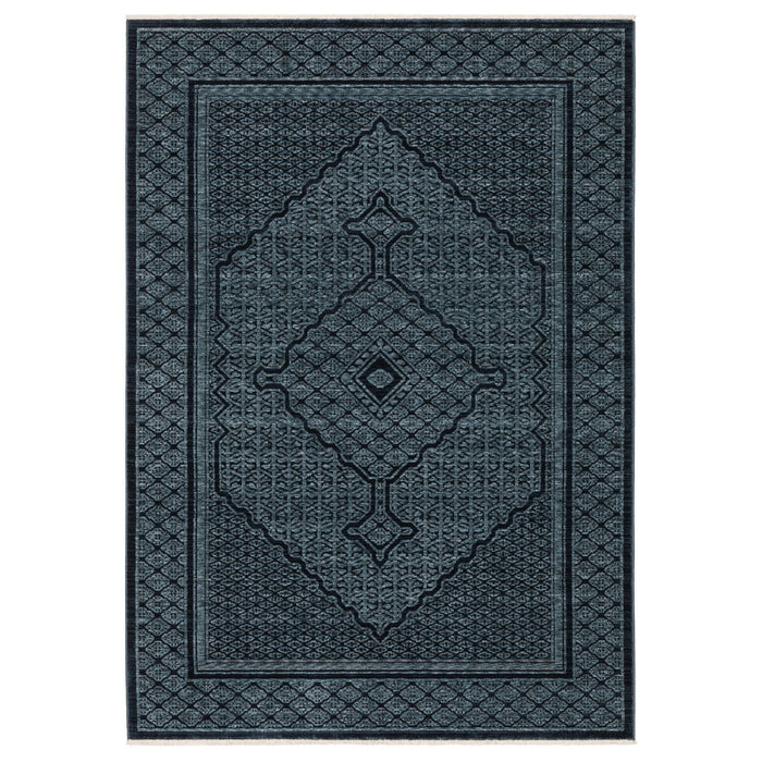 10' X 13' Medallion Area Rug With Fringe - Blue And Teal