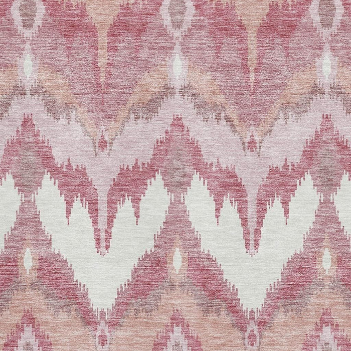 8' X 10' Ikat Washable Area Rug With UV Protection - Blush