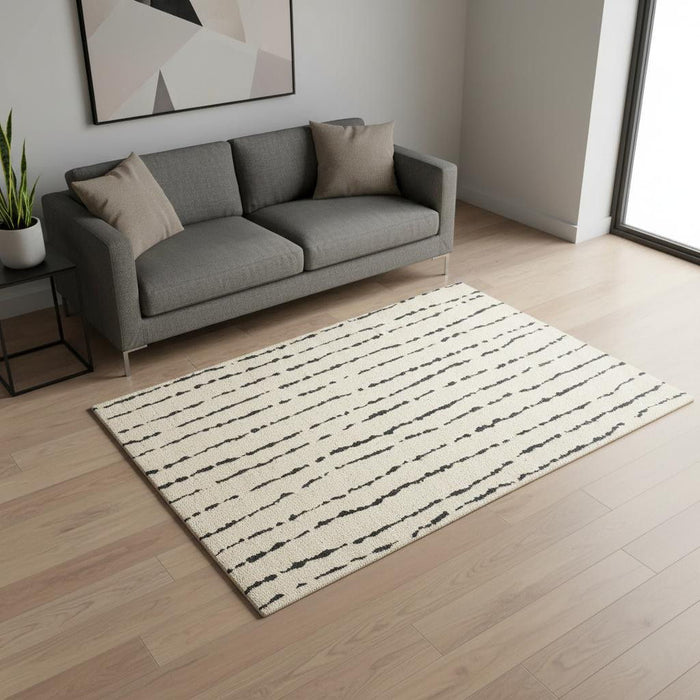 5' X 8' Striped Area Rug (661269) - Cream / Black