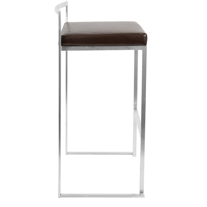 Fuji - Stackable Barstool - Brown Faux Leather (Set of 2)