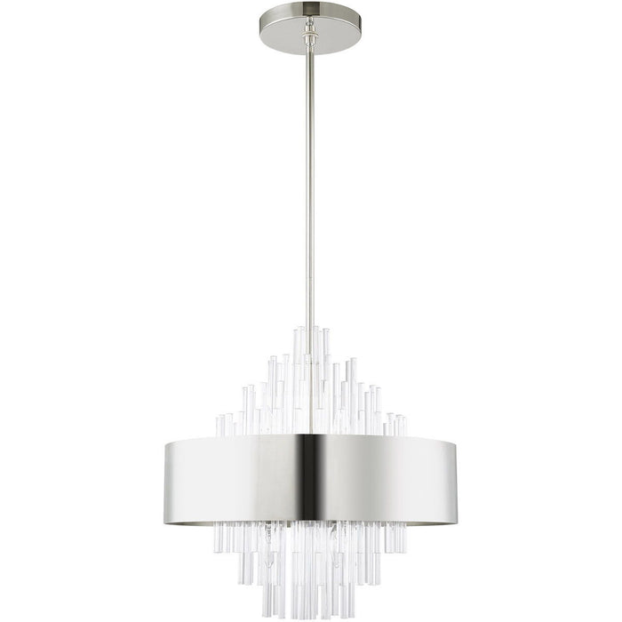 27'' Eight Light Dimmable Chandelier With Shades - Nickel
