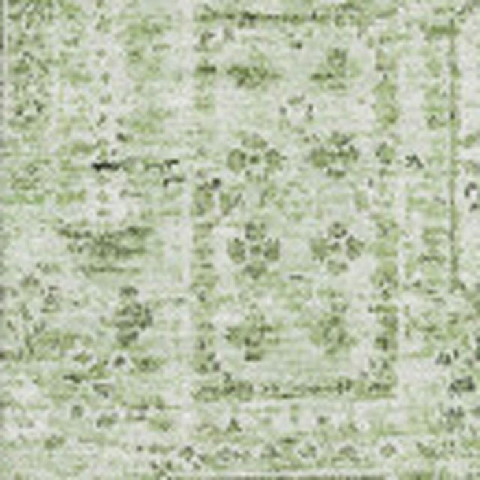 9' X 12' Floral Washable Area Rug With UV Protection (651177) - Green / Ivory
