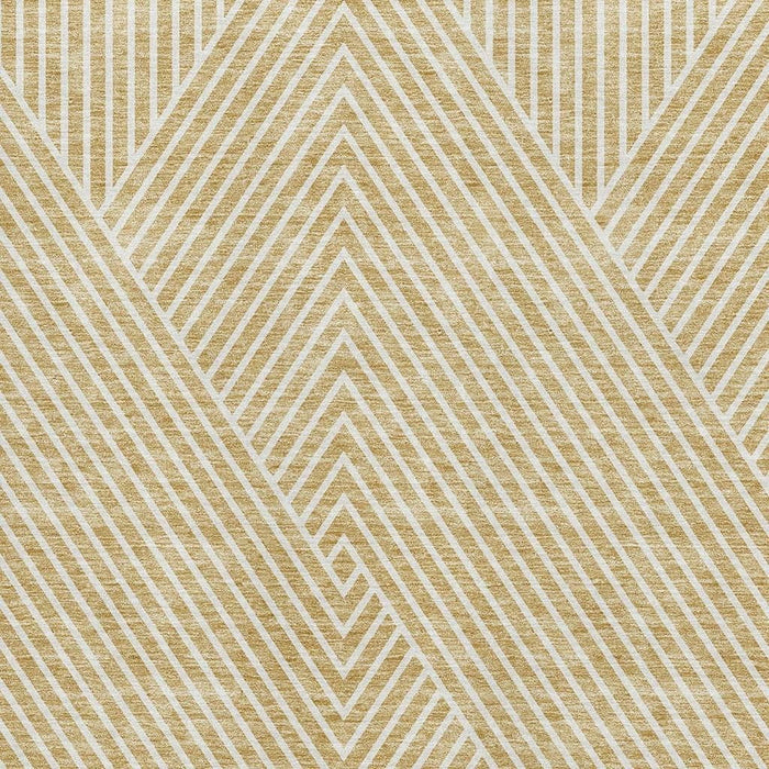 10' X 14' Geometric Washable Area Rug With UV Protection (674652) - Gold / Ivory