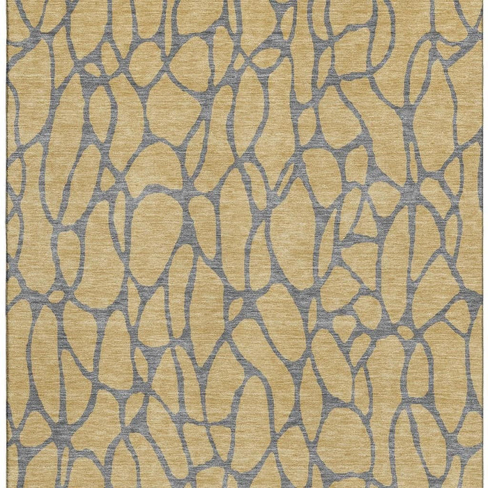10' X 14' Geometric Washable Area Rug With UV Protection (680319) - Gold / Gray