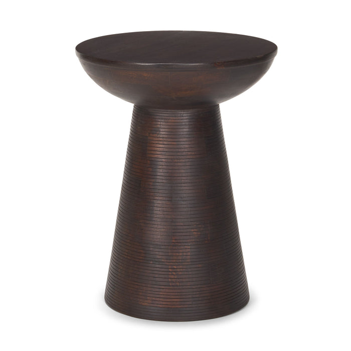 Redwood Solid Wood Round Pedestal End Table - Red