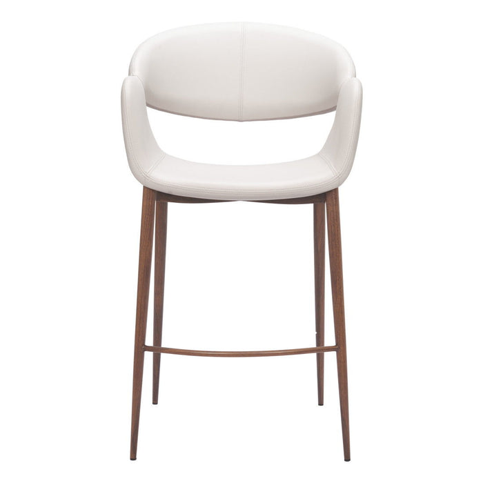 Wood And Fabric Low Back Bar Chairs (Set of 2) - Beige