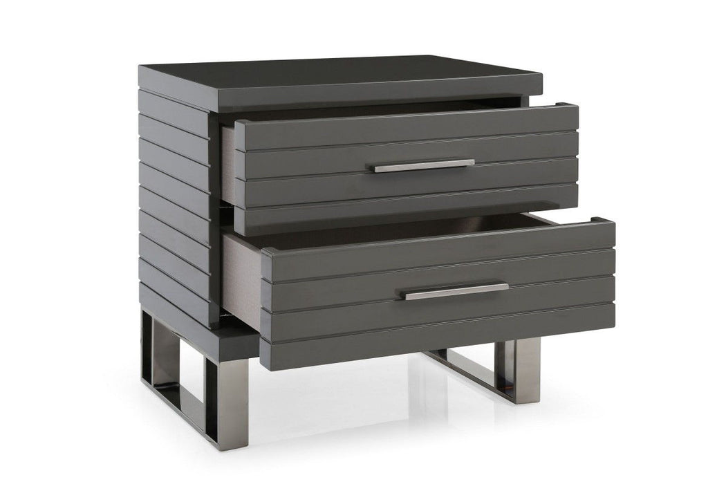 Two Drawer Nightstand - Silver And Gray
