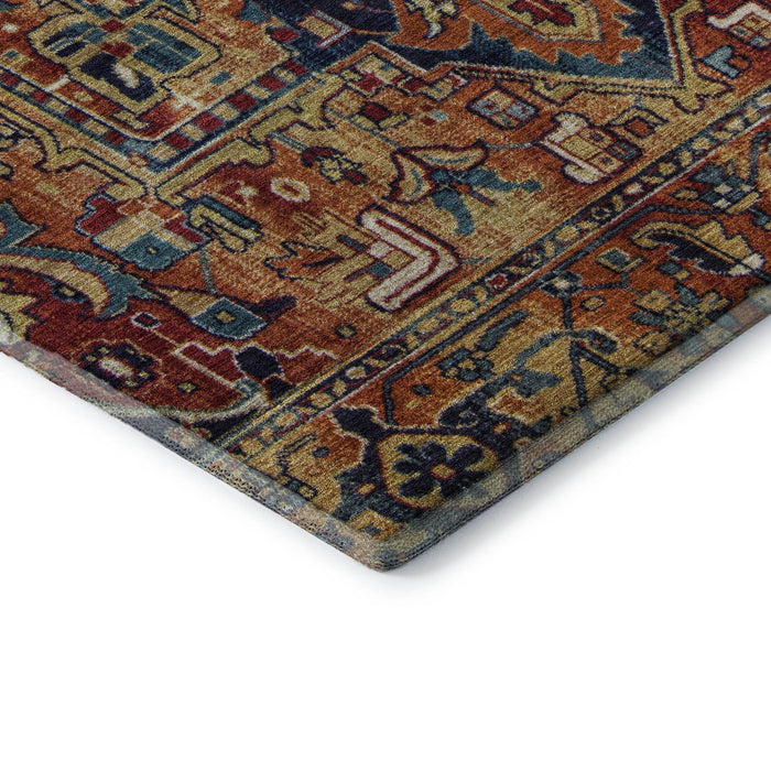 10' X 14' Oriental Washable Area Rug With UV Protection (649726) - Rust / Blue / Gold