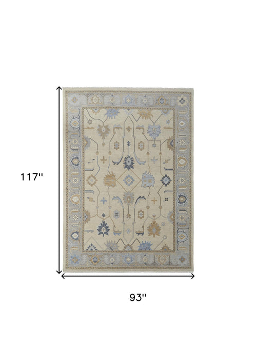 8' X 10' Wool Floral Hand Knotted Area Rug With Fringe - Gray