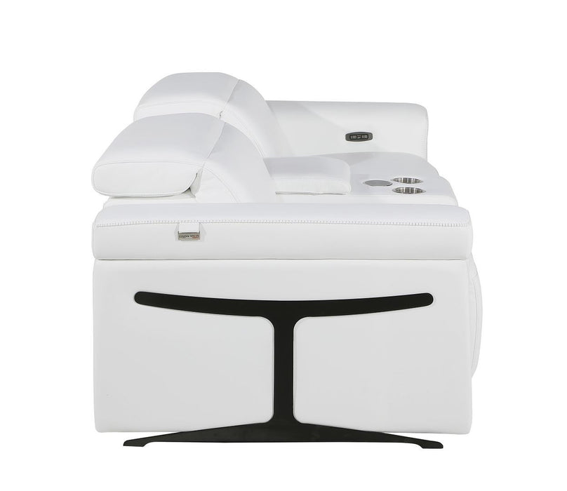 Italian Leather Power Reclining Loveseat With Storage (720531) - White / Black
