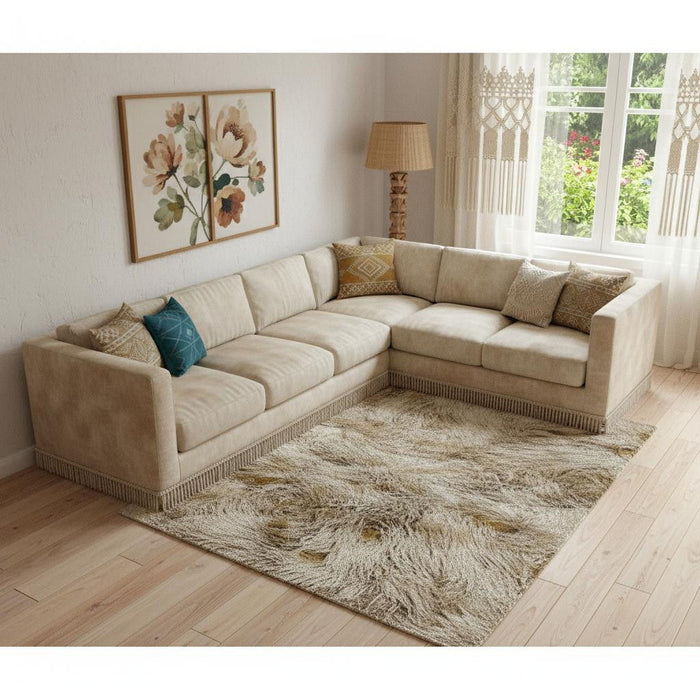 8' X 10' Abstract Hand Tufted Area Rug (722187) - Blue / Ivory