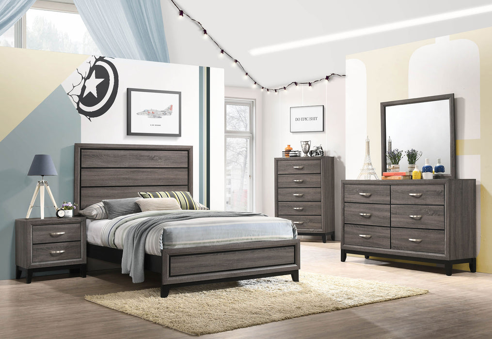 Watson Five-piece Full Bedroom Set Grey Oak