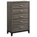 CoasterEveryday Watson five-piece California King bedroom set in grey oak with matching bed frame and nightstands.