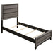 Gray oak twin panel bed from Watson Wood collection by CoasterEveryday, showcasing the sleek wooden headboard and frame.