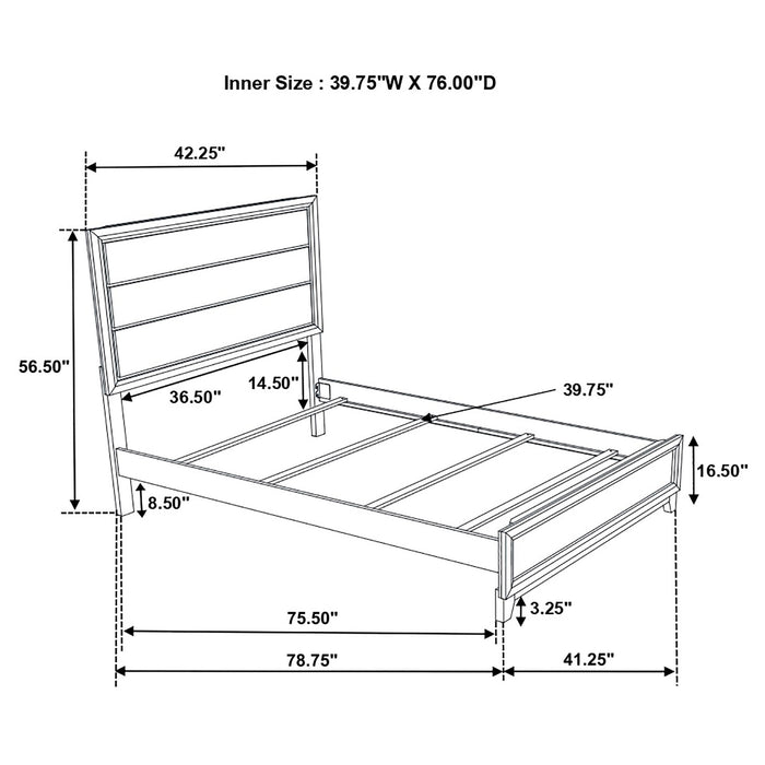 Gray oak twin panel bed by CoasterEveryday featuring a wooden frame and clean, modern design.