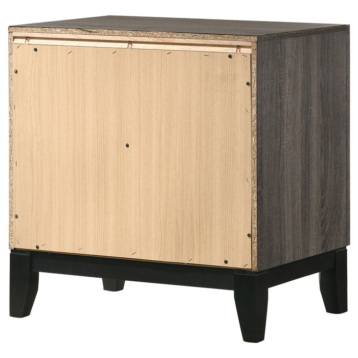 Gray oak Watson 2-drawer nightstand by CoasterEveryday showing a modern furniture piece with sleek drawers and minimalist design.