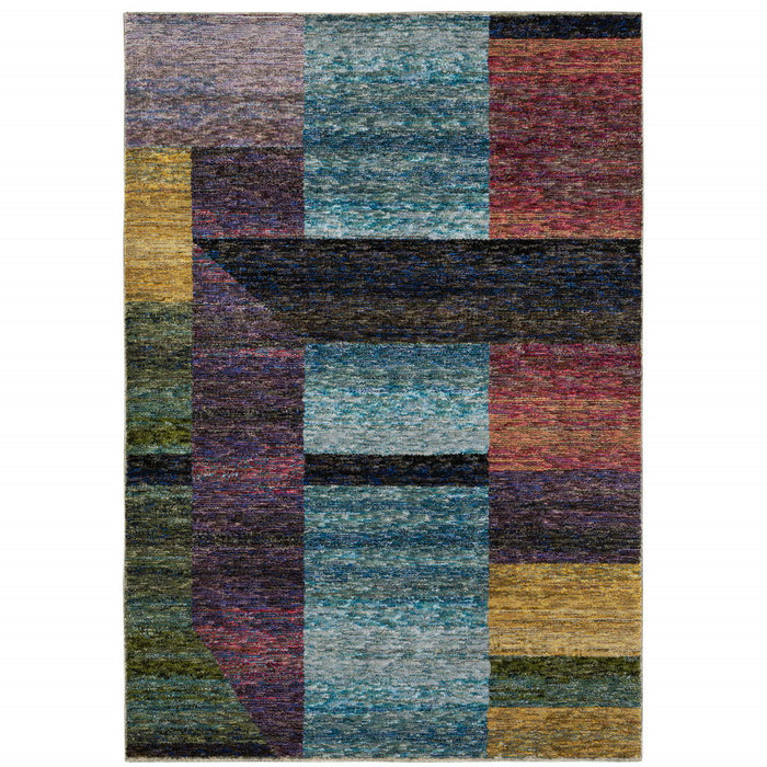 7' x 10' Geometric Power Loom Area Rug - Purple And Red