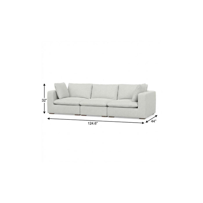 125" Modular Fabric Sofa With Brown Legs - Gray
