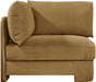 Meridian Furniture Hammond velvet performance fabric corner chair with upholstered stationary design and plush cushioning.
