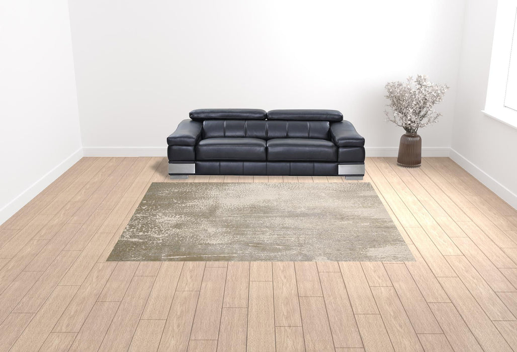 9' x 12' Abstract Area Rug - Ivory Gray And Gold