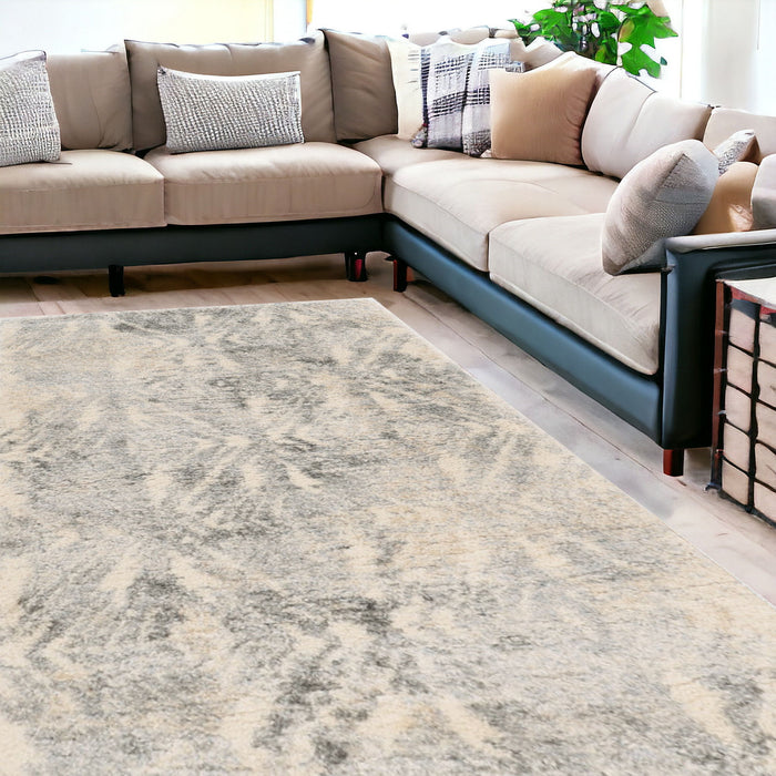 8' x 10' Machine Woven Abstract Indoor Area Rug - Ivory Blue