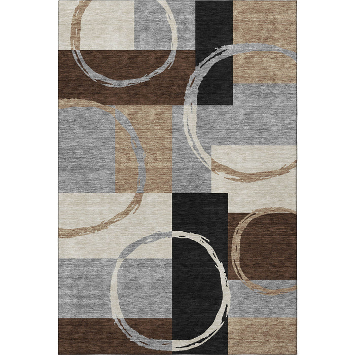 10' X 14' Geometric Washable Area Rug With UV Protection (675090) - Pewter / Gray / Black