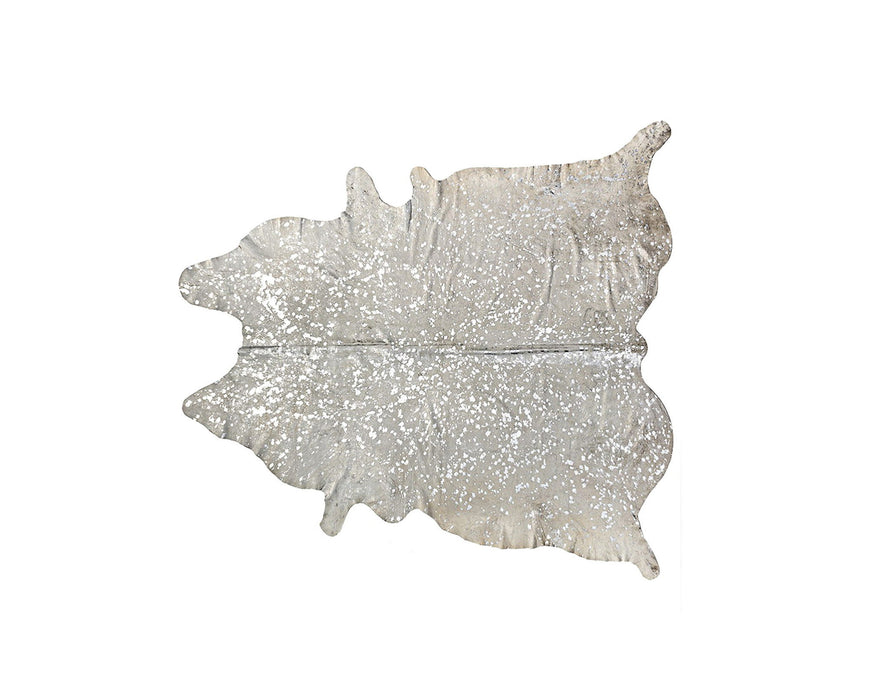6' x 7' Cowhide Hand Knotted Area Rug - Ivory And Silver