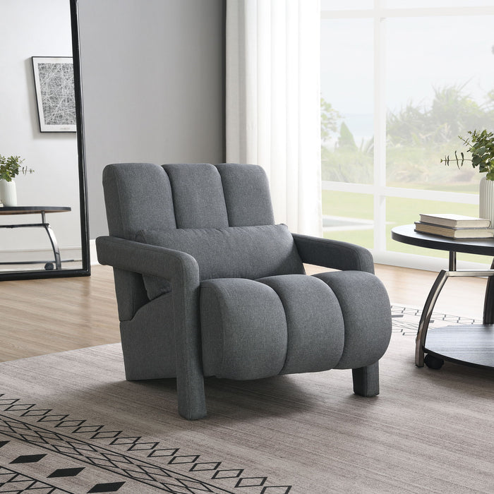 Giga modern upholstered accent arm chair with comfortable fabric and a pillow, ideal for living room decor.