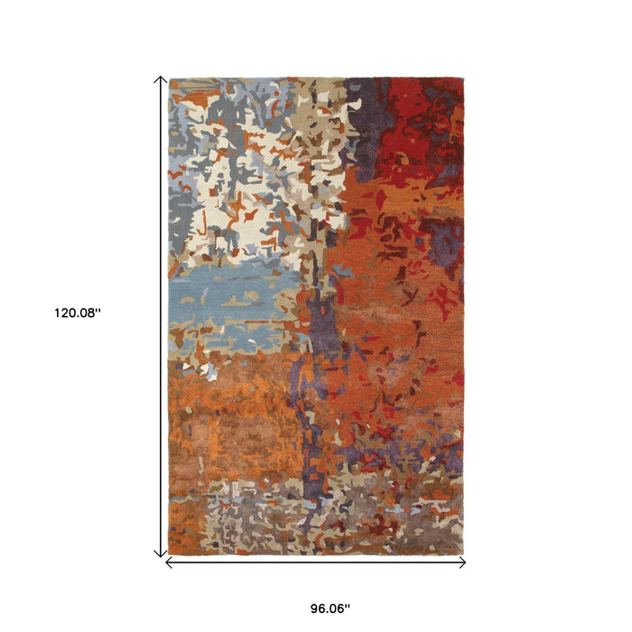 8' X 10' Abstract Hand Tufted Area Rug - Orange