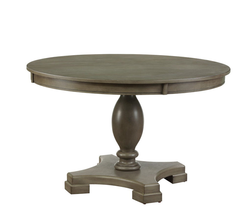 48" Wood Pedestal Base Round Top Dining Table - Gray