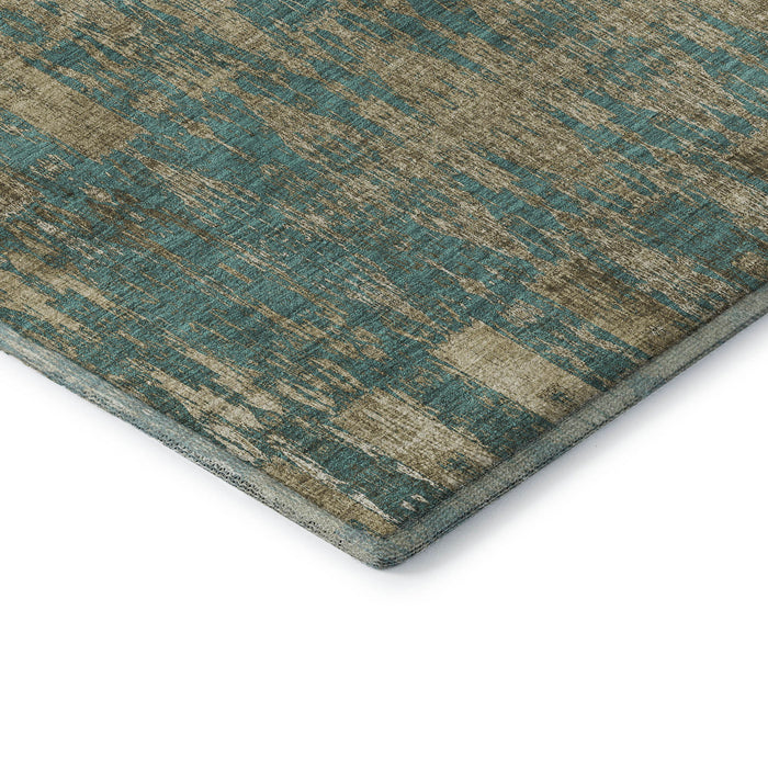 10' X 14' Moroccan Washable Area Rug With UV Protection (650230) - Teal / Beige