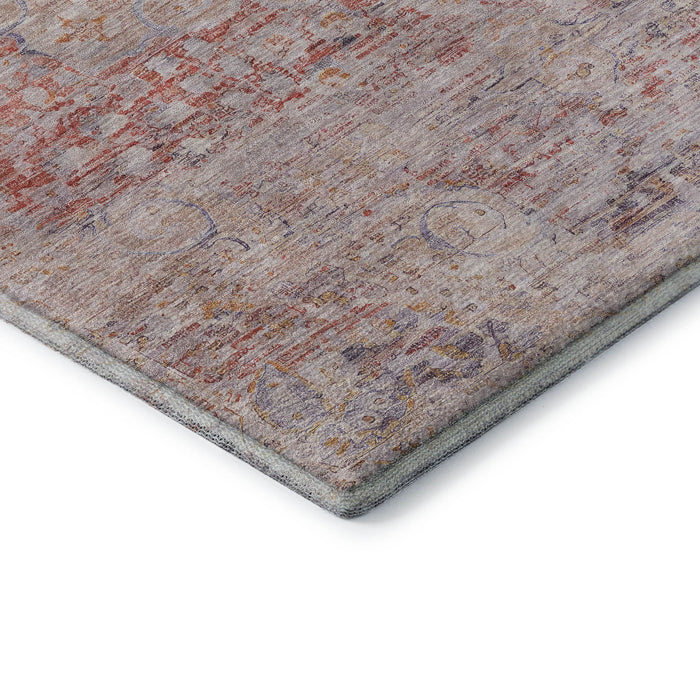 10' X 14' Floral Medallion Washable Area Rug With UV Protection (695600) - Terra Cotta / Beige / Gray