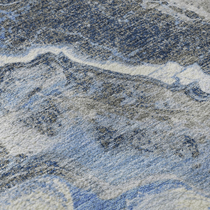 10' X 14' Abstract Washable Area Rug With UV Protection (697854) - Blue / Gray / Silver