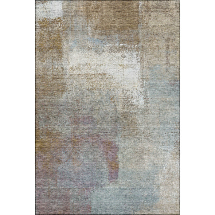 10' X 14' Abstract Washable Area Rug With UV Protection (692799) - Coffee / Ivory / Blue