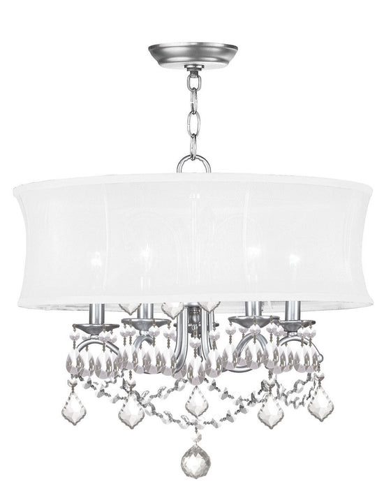 19" Five Light Dimmable Chandelier With Shades - Nickel