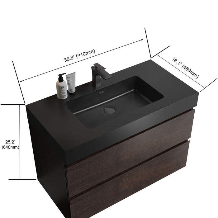 Giga Alice wall-mounted bathroom vanity with integrated sink, large storage cabinet, modern design, and one-piece basin.