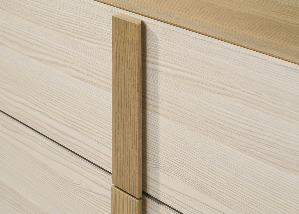 CoasterEveryday Hyland 2-drawer nightstand bedside table in natural wood finish, featuring a sleek furniture design and modern style.