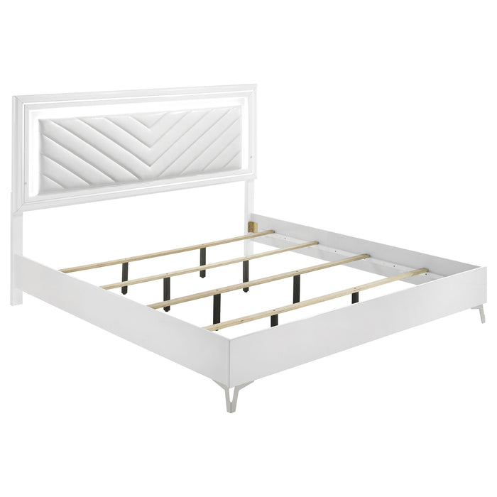Cassia 5-piece Eastern King LED Bedroom Set White High Gloss