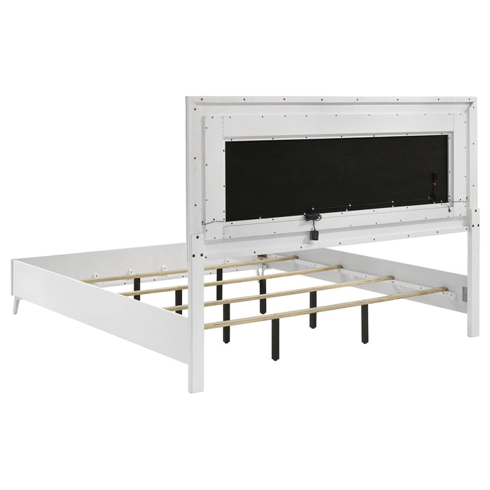 Cassia Eastern King LED Panel Bed White High Gloss