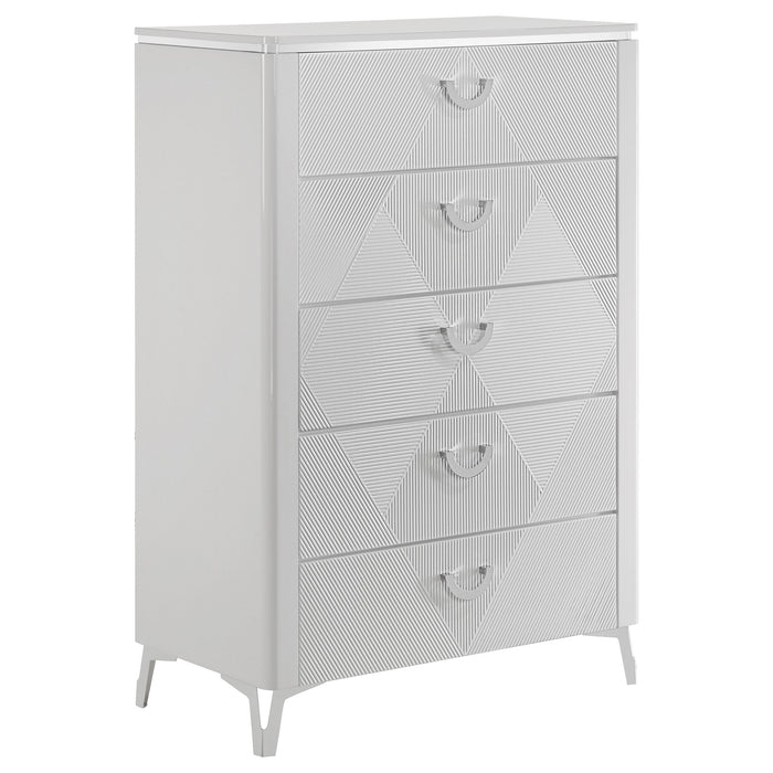 Cassia 5-piece Queen LED Bedroom Set White High Gloss