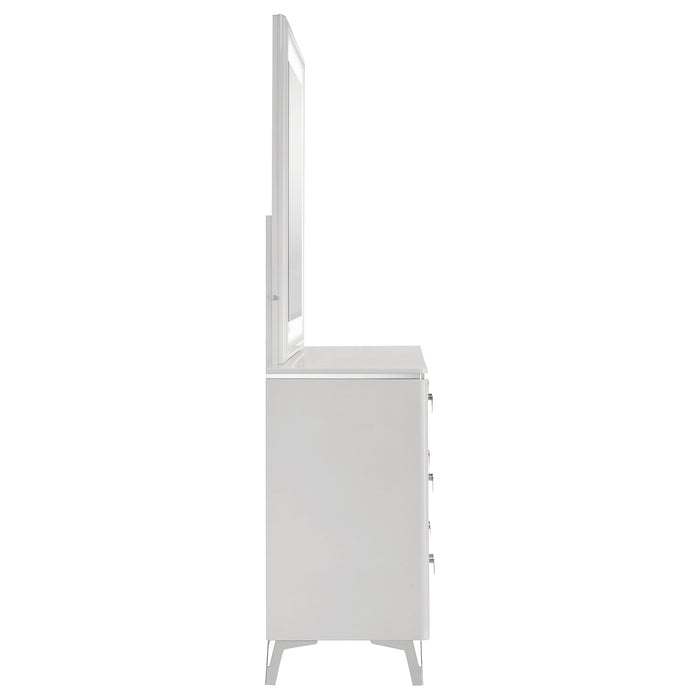 Cassia 6-drawer Dresser Cabinet with Mirror White High Gloss